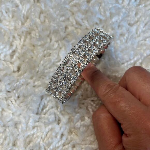 other Jewelry - Silver White Rhinestone Crystal Wedding Bridal Prom Stretch Fashion Bracelet